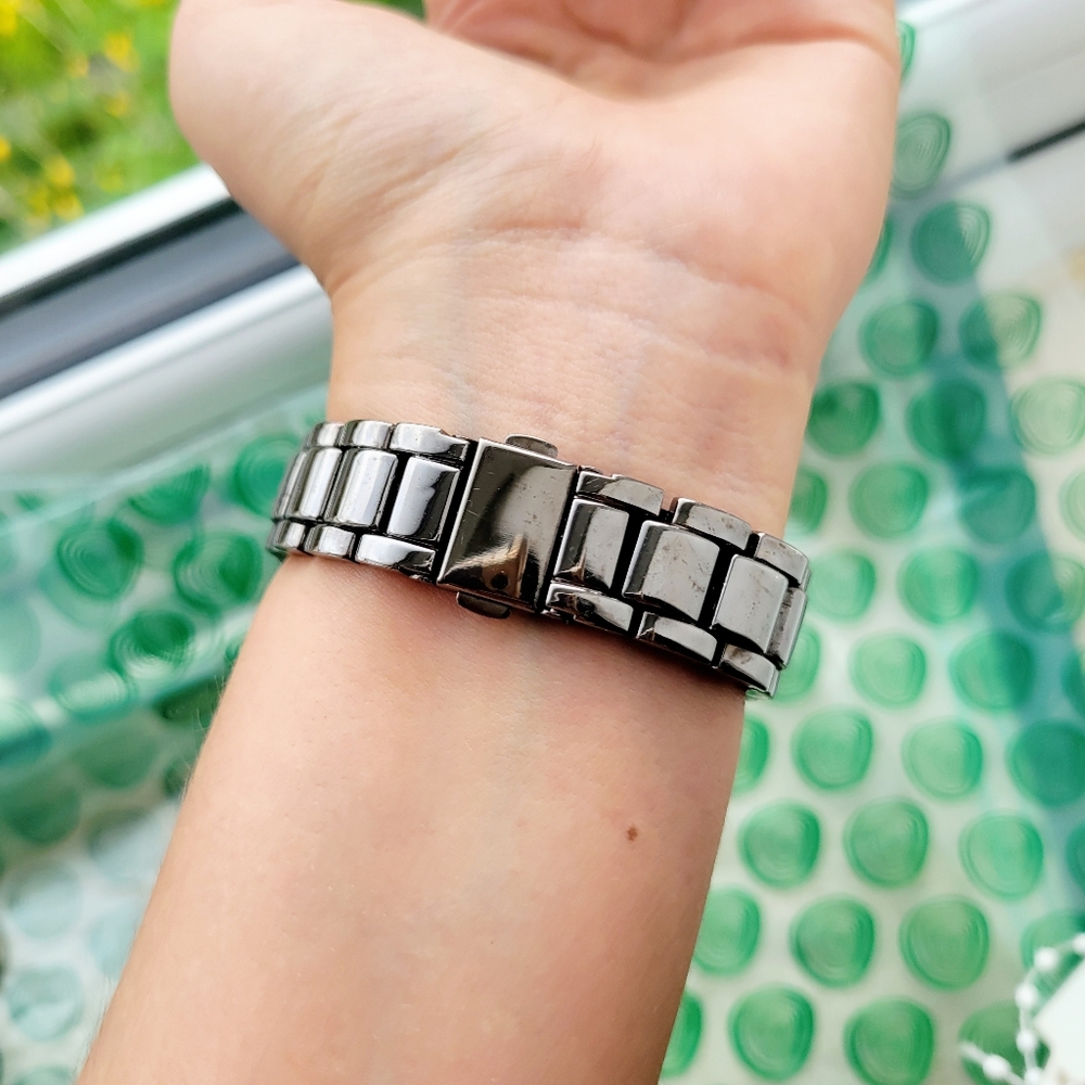 Classic Rhinestone Black Tortoise Shell Watch - image 8